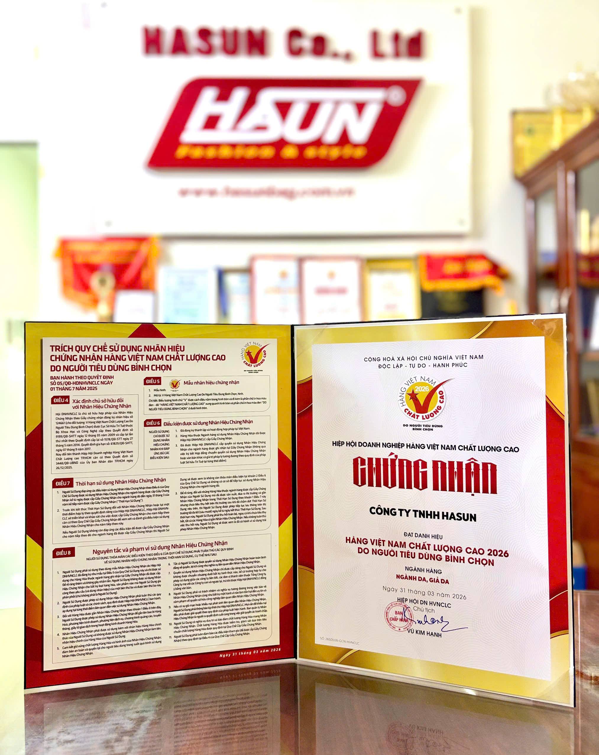 Hasunbag HASUN TIẾP TỤC ĐƯỢC VINH DANH HÀNG VIỆT NAM CHẤT LƯỢNG CAO ...